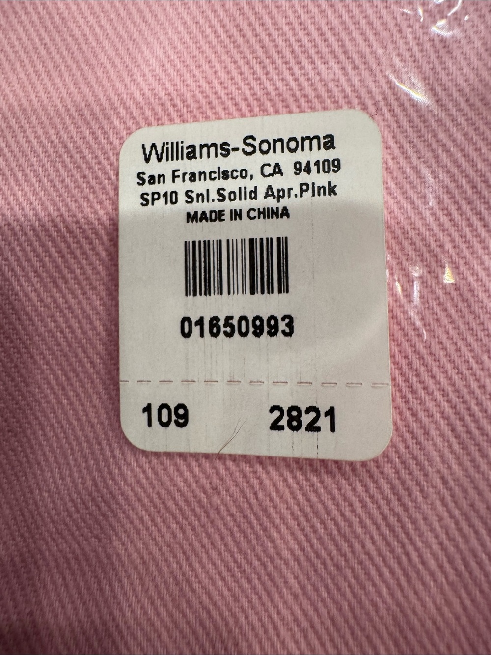 Williams Sonoma Pink Apron with Embroidered Logo - Picture 2 of 3